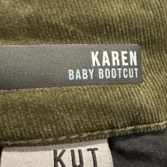Kut from the Kloth "Karen" baby bootcut Olive corduroy jeans - Picture 5 of 9